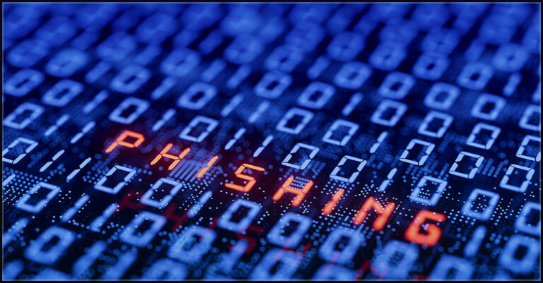 Word - Phishing- surrounded by 0's and 1's